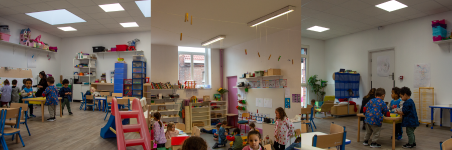 classe de maternelle où l'ambiance Montessori est appliquée